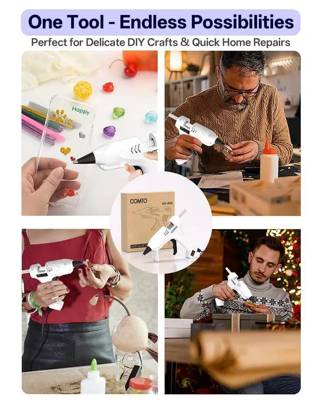 Alt view image 7 of 7 - Hot Glue Gun Kit with 30 Sticks, 20W Fast Preheating Mini Hot Glue Gun and Sticks Set for School Crafts DIY Arts and Quick Home Repairs, White