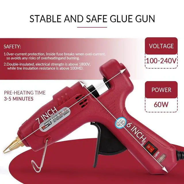 Alt view image 2 of 5 - Dual Temp Hot Melt Glue Gun, Perfect for Standard Size Glue Sticks and Sealing Wax SticksDiameter 0.43"), Red, 60W-100W