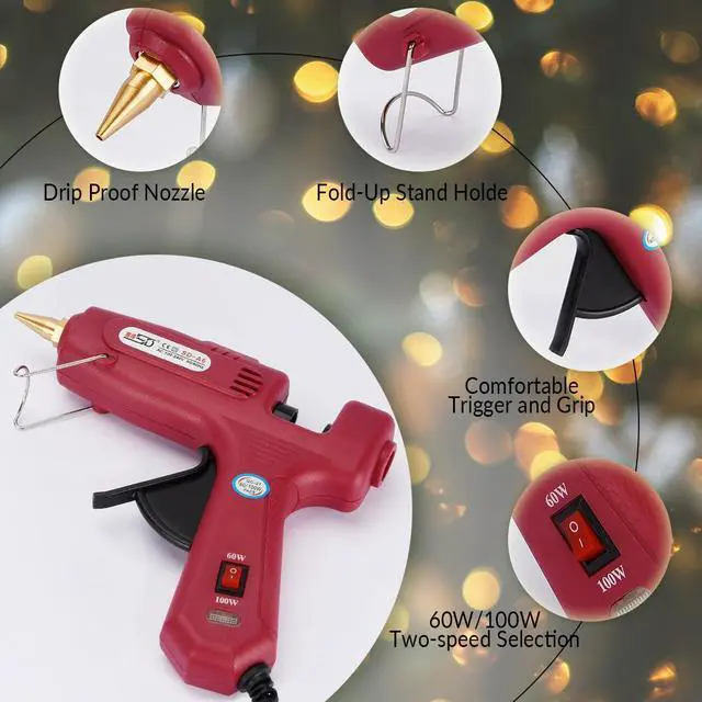 Alt view image 3 of 5 - Dual Temp Hot Melt Glue Gun, Perfect for Standard Size Glue Sticks and Sealing Wax SticksDiameter 0.43"), Red, 60W-100W