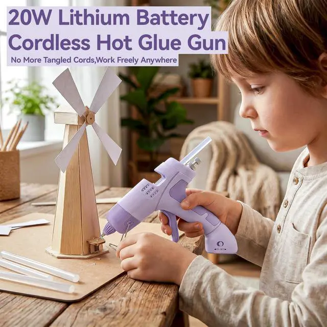 Alt view image 2 of 7 - Cordless Hot Glue Gun Kit with 30 Glue Sticks,Built-in 2600mAh Battery Rechargeable Fast Preheating Hot Glue Gun and Sticks Set for School Crafts DIY Arts and Quick Home Repairs
