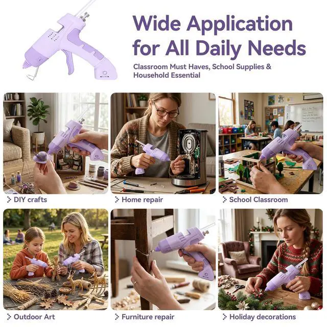 Alt view image 7 of 7 - Cordless Hot Glue Gun Kit with 30 Glue Sticks,Built-in 2600mAh Battery Rechargeable Fast Preheating Hot Glue Gun and Sticks Set for School Crafts DIY Arts and Quick Home Repairs