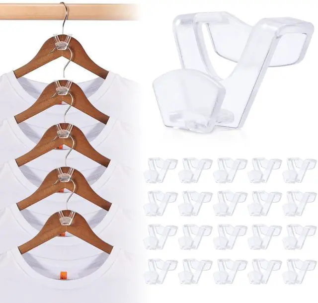 Main image of Closet Organizers and Storage, College Dorm Room Essentials - 60 Pack Clear Clothes Hanger Connector Hooks, Heavy Duty Hangers Organization, Premium Space Saving Hangers
