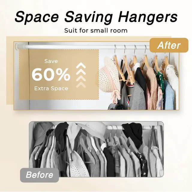 Alt view image 2 of 7 - Closet Organizers and Storage, College Dorm Room Essentials - 60 Pack Clear Clothes Hanger Connector Hooks, Heavy Duty Hangers Organization, Premium Space Saving Hangers