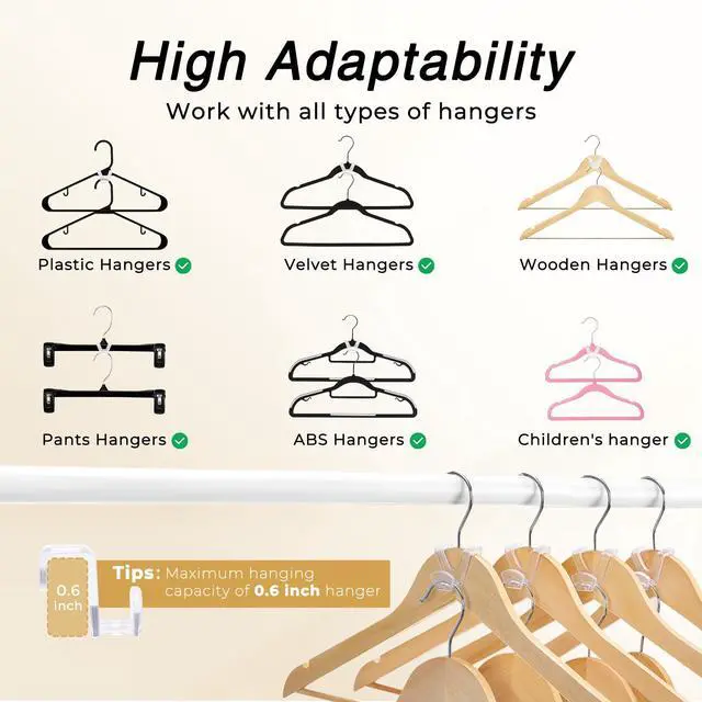 Alt view image 4 of 7 - Closet Organizers and Storage, College Dorm Room Essentials - 60 Pack Clear Clothes Hanger Connector Hooks, Heavy Duty Hangers Organization, Premium Space Saving Hangers
