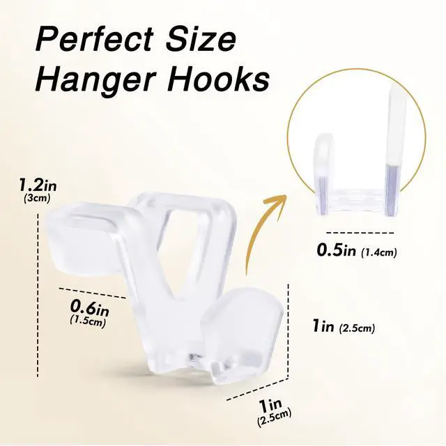 Alt view image 7 of 7 - Closet Organizers and Storage, College Dorm Room Essentials - 60 Pack Clear Clothes Hanger Connector Hooks, Heavy Duty Hangers Organization, Premium Space Saving Hangers
