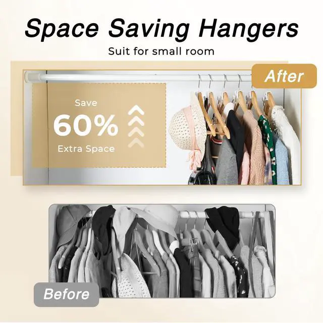 Alt view image 2 of 7 - Space Saving Hangers 100 Pack, Clothes Hanger Connector Hooks, Heavy Duty Closet Space Saver, Small Space Solutions, Cascading Dorm Room Closet Organizer and Storage - White