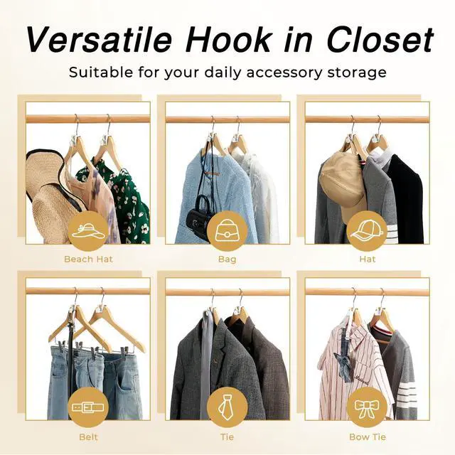 Alt view image 3 of 7 - Space Saving Hangers 100 Pack, Clothes Hanger Connector Hooks, Heavy Duty Closet Space Saver, Small Space Solutions, Cascading Dorm Room Closet Organizer and Storage - White