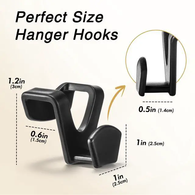 Alt view image 7 of 7 - Space Saving Hanger Hooks 60 Pack, Black Clothes Hanger Connector Hooks, Heavy Duty Hanger Hooks Space Saver, Premium College Dorm Room Essentials, Good Closet Organizers and Storage