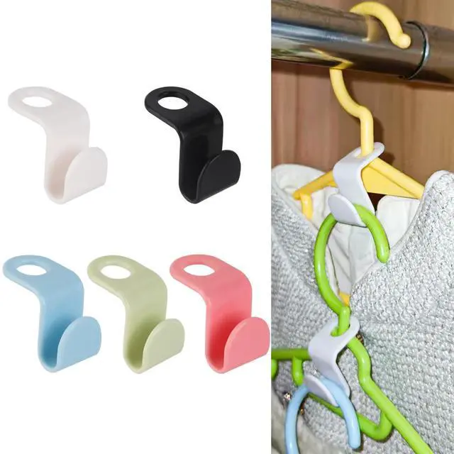 Main image of 50-Pack Clothes Hanger Connector Hooks - Space-Saving Closet Set, 5-Color with Storage Box & Strong Adhesive Pads, Fits Thin-Neck Hangers (<0.35in) - Ideal for Small Closets, Dorms, Apartments