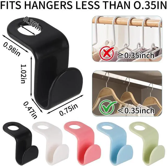 Alt view image 5 of 7 - 50-Pack Clothes Hanger Connector Hooks - Space-Saving Closet Set, 5-Color with Storage Box & Strong Adhesive Pads, Fits Thin-Neck Hangers (<0.35in) - Ideal for Small Closets, Dorms, Apartments