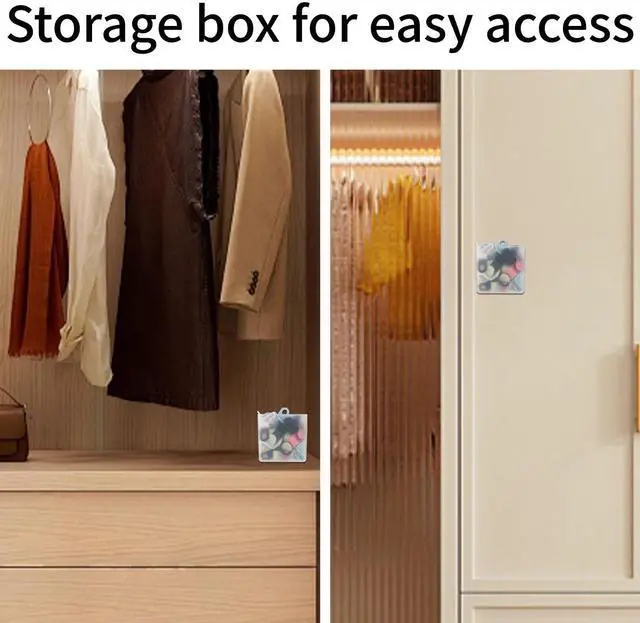Alt view image 6 of 7 - 50-Pack Clothes Hanger Connector Hooks - Space-Saving Closet Set, 5-Color with Storage Box & Strong Adhesive Pads, Fits Thin-Neck Hangers (<0.35in) - Ideal for Small Closets, Dorms, Apartments