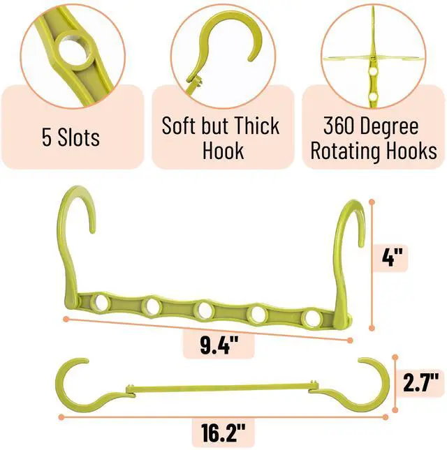 Alt view image 3 of 7 - Space Saving Hangers, 8 pcs, 360° Rotating Hooks