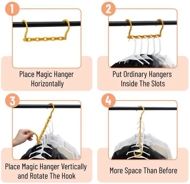 Alt view image 5 of 7 - Space Saving Hangers, 8 pcs, 360° Rotating Hooks