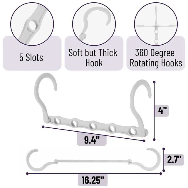 Alt view image 3 of 7 - Space Saving Hangers, 8 pcs, 360° Rotating Hooks