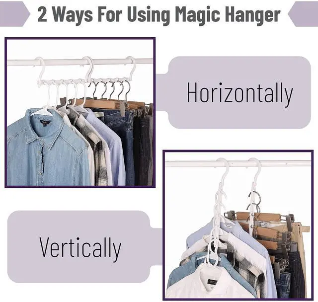 Alt view image 4 of 7 - Space Saving Hangers, 8 pcs, 360° Rotating Hooks