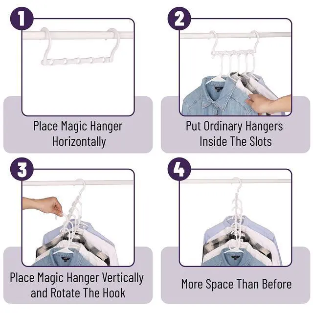 Alt view image 5 of 7 - Space Saving Hangers, 8 pcs, 360° Rotating Hooks