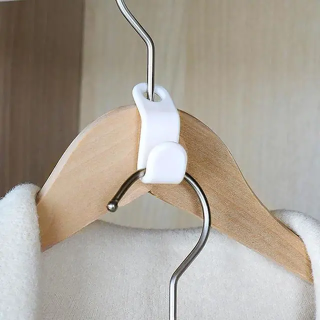 Alt view image 2 of 3 - 50PCS Space Saving Hanger Hooks for Plastic Clips,Space Saving Closet Hangers Multi-Tier Wardrobe Organizer