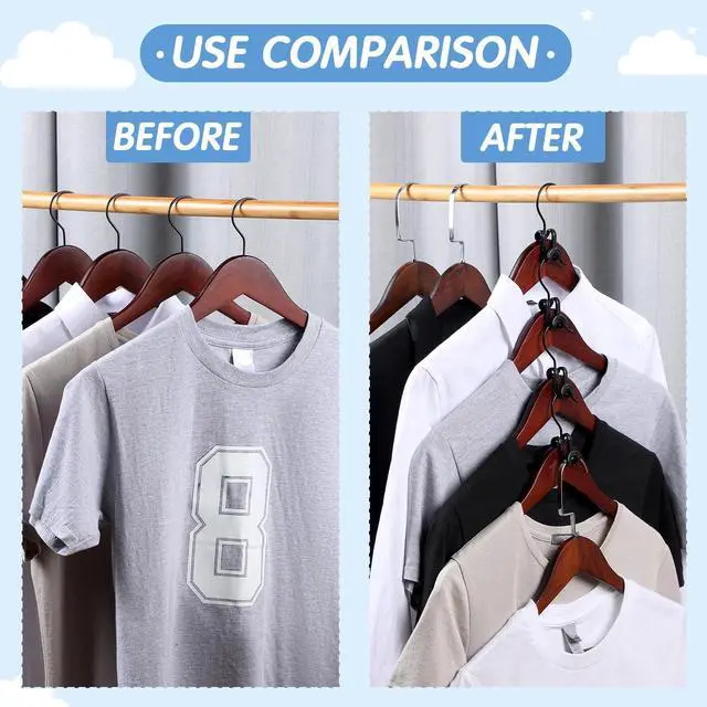 Alt view image 4 of 7 - 100 Pcs Black Plastic Heavy Duty Clothes Hanger Connector Hooks, Space Saving, Cascading