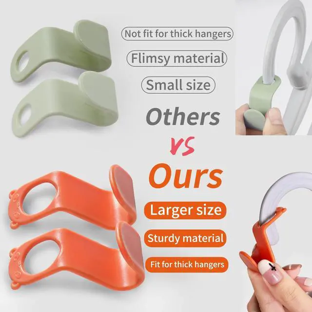 Alt view image 2 of 7 - 50PCS Space-Saving Hanger Connector Hooks, Closet Organizer Extender for Plastic, Velvet, Wooden, Wire & Heavy Duty Clothes Hangers, Universal Fit (Multi-Color)