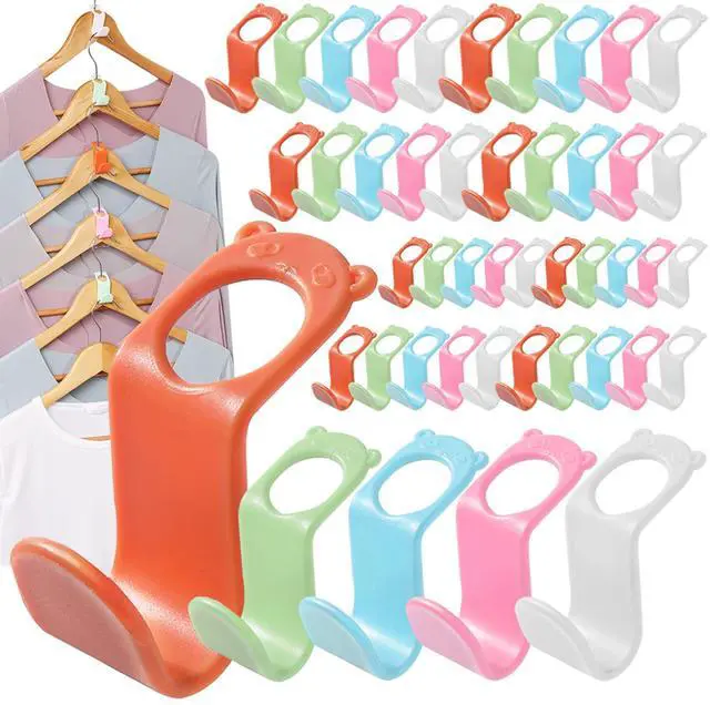 Main image of 50PCS Space-Saving Hanger Connector Hooks, Closet Organizer Extender for Plastic, Velvet, Wooden, Wire & Heavy Duty Clothes Hangers, Universal Fit (Multi-Color)