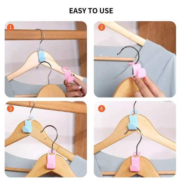 Alt view image 7 of 7 - 50PCS Space-Saving Hanger Connector Hooks, Closet Organizer Extender for Plastic, Velvet, Wooden, Wire & Heavy Duty Clothes Hangers, Universal Fit (Multi-Color)