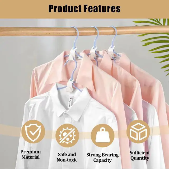 Alt view image 2 of 6 - Hanger Connector Hooks,50 Pcs Space Saving Hangers for Clothes,Clothes Connector Hooks, Hanger Organizer Space Saver,Hanger Extender Hooks