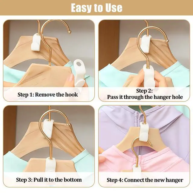 Alt view image 4 of 6 - Hanger Connector Hooks,50 Pcs Space Saving Hangers for Clothes,Clothes Connector Hooks, Hanger Organizer Space Saver,Hanger Extender Hooks