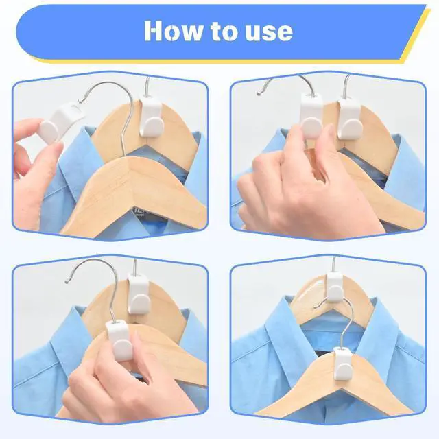 Alt view image 2 of 7 - 100 Pcs Hanger Hooks Space Saver, Heavy Duty Hanger Connector Hooks, Cascading Hanger Extender for Closet Storage Organization, White Hanger Extender Hooks for Clothes Coats Pants