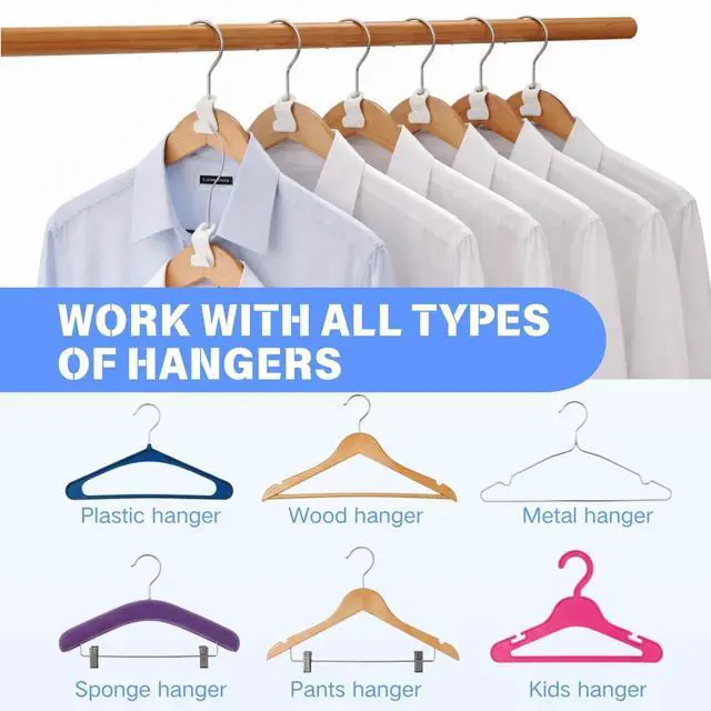 Alt view image 5 of 7 - 100 Pcs Hanger Hooks Space Saver, Heavy Duty Hanger Connector Hooks, Cascading Hanger Extender for Closet Storage Organization, White Hanger Extender Hooks for Clothes Coats Pants