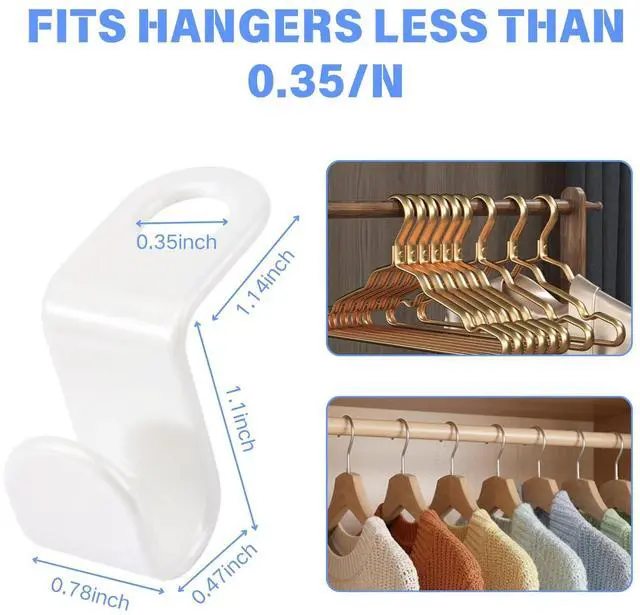 Alt view image 6 of 7 - 100 Pcs Hanger Hooks Space Saver, Heavy Duty Hanger Connector Hooks, Cascading Hanger Extender for Closet Storage Organization, White Hanger Extender Hooks for Clothes Coats Pants