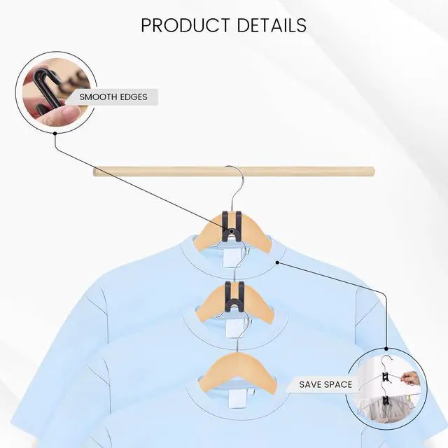 Alt view image 3 of 6 - Hanger Hooks Space Saving, 60PCS Clothes Hanger Connector Hooks Closet Space Savers for Hanging Clothes, Black