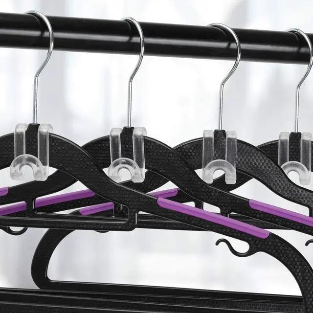 Alt view image 2 of 7 - Hanger Hooks Space Saving, 60 Pack Clothes Hanger Connector Hooks, Transparent Stackable Clothes Hangers with Hooks for Closet Organizer (Clear)
