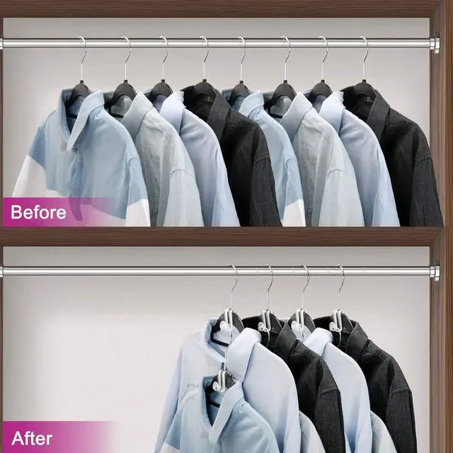 Alt view image 3 of 7 - Hanger Hooks Space Saving, 60 Pack Clothes Hanger Connector Hooks, Transparent Stackable Clothes Hangers with Hooks for Closet Organizer (Clear)