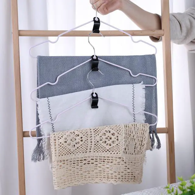 Alt view image 5 of 6 - Hanger Extender Hooks, 50PCS Clothes Hanger Connector Hooks Closet Space Savers for Hanging Clothes, Black