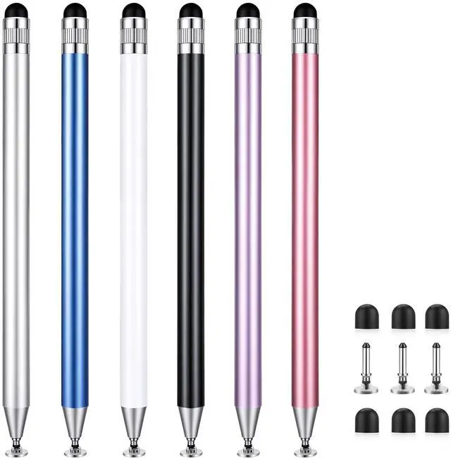 Main image of 6 Pack Stylus Pen for Touchscreen, 2-in-1 Universal Stylus for Nintendo Switch, High-Precision Disc Tip Capacitive Stylus Pencil for Apple iPad/Ayn Thor/iPhone/Android Smartphones and Tablets