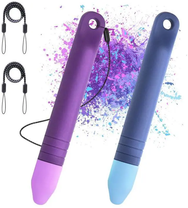 Main image of Kids Stylus Pen with Straps, Kid-Friendly Stylus Pen for Touch Screens, Compatile with iPad, Tablets, Kindle, iPhone, and All Touch Screen Devices, 2 Pack (Blue & Purple)