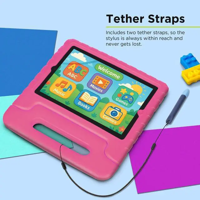 Alt view image 4 of 5 - Kids Stylus Pen with Straps, Kid-Friendly Stylus Pen for Touch Screens, Compatile with iPad, Tablets, Kindle, iPhone, and All Touch Screen Devices, 2 Pack (Blue & Purple)