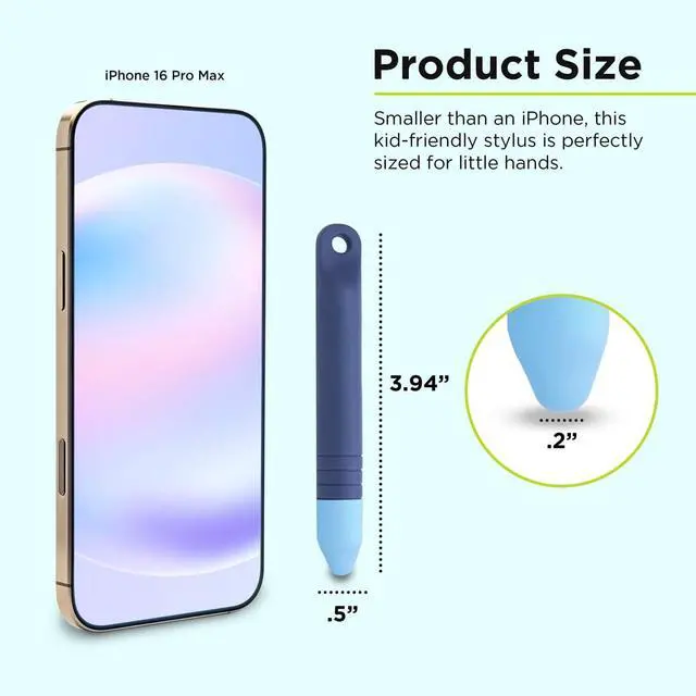 Alt view image 3 of 5 - Kids Stylus Pen with Straps, Kid-Friendly Stylus Pen for Touch Screens, Compatile with iPad, Tablets, Kindle, iPhone, and All Touch Screen Devices, 2 Pack (Blue & Purple)