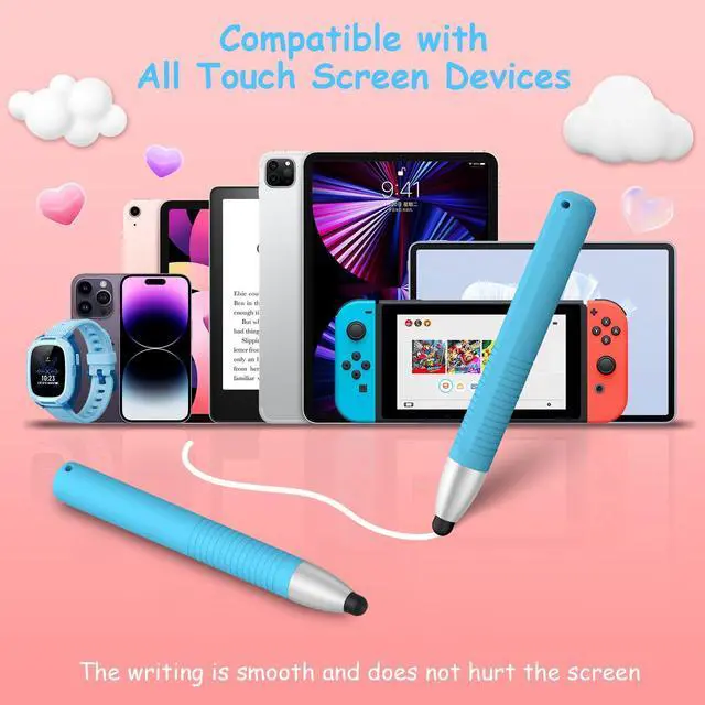 Alt view image 3 of 3 - 4 Pack Friendly Pens for Touch Screens, Stylus Pens Compatible with Kindle, iPad, iPhone, Tablets (Blue+Purple+Orange+Green)
