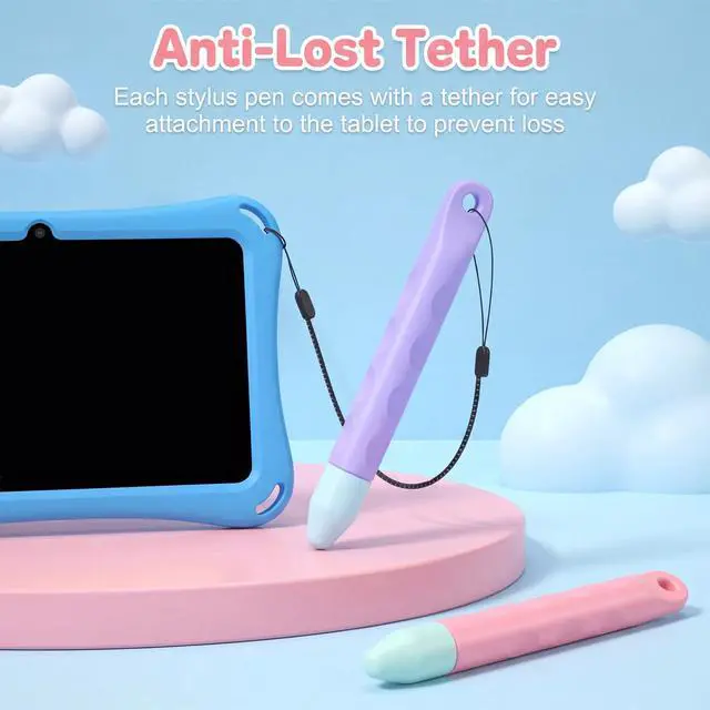 Alt view image 5 of 7 - 2Pcs Kid-Friendly Tablet Stylus, Kid-Friendly Stylus Pens for Touch Screens with Tether Kids Stylus Pen Anti-Rolling Tablet Styluses for Phone Tablets All Touch Screen Devices(Pink, Purple)