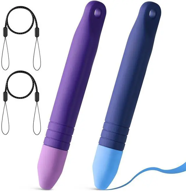 Main image of 2Pcs Kids Stylus Pen for ipad, Stylus for Kids with Tethers, Anti-Rolling Tablet Stylus for Kids Compatible with iPad, iPhone, Tablets, Kindle and All Touch Screen Devices, Blue+Purple