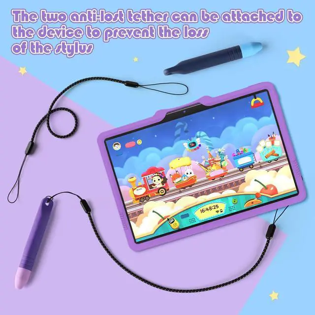 Alt view image 5 of 7 - 2Pcs Kids Stylus Pen for ipad, Stylus for Kids with Tethers, Anti-Rolling Tablet Stylus for Kids Compatible with iPad, iPhone, Tablets, Kindle and All Touch Screen Devices, Blue+Purple