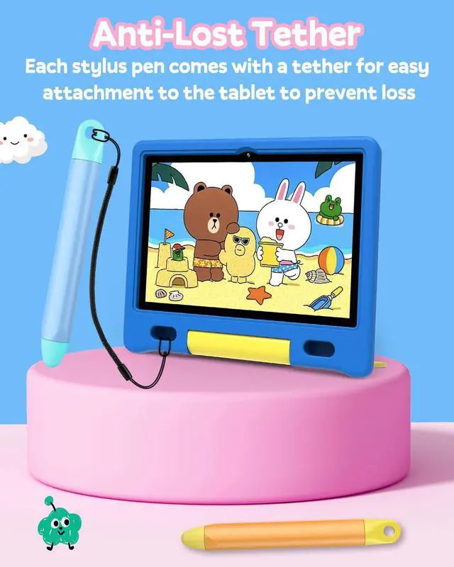 Alt view image 5 of 7 - Kid-Friendly Stylus Pen with Tethers for Touch Screens, 3 Pack Kids Tablet Stylus for iPad, iPhone, Fire Tablet, Fire Kids, Samsung Tablets and All Touch Screen Devices, Safe Stylus Pen for Kids