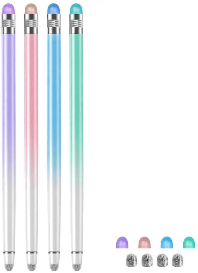 Main image of Stylus Pens for Touch Screens 4Pack Universal Tablet Pen Capacitive Stylus Pen for iPad/iPhone/Switch/Android Smartphone and Tablets with 8 Replace Tips (Purple/Blue/Pink/Green)