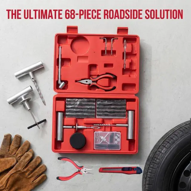 Alt view image 3 of 6 - Tire Plug Kit - 68pcs Heavy Duty Tire Repair Kit, Universal Tire Repair Tools to Fix Punctures and Plug Flats Patch Kit for car Motorcycle, Truck, ARBATV, Tractor, RV, SUV, Trailer