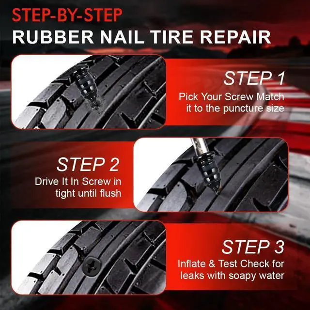 Alt view image 5 of 7 - 77Pcs Tire Plug Kit, Heavy Duty Tire Repair with Rubber Nails, Screw Plugs, T-Handle, Professional Fix a Flat Puncture Patch Tools Kit for Car, Motorcycle, Truck, UTV, ATV & Lawn Mower Tubeless