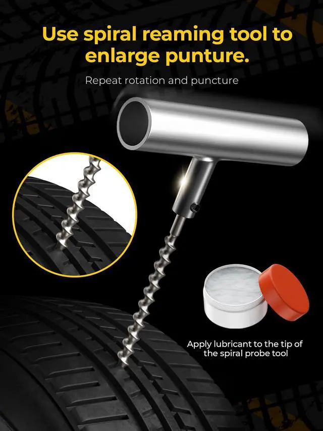 Alt view image 3 of 7 - Tire Repair Kit with Plugs Fix Punctures & Plug Flats with Ease - Heavy Duty Flat Tire Puncture Repair Kit for Car, Motorcycle, ATV, UTV, RV, Trailer, Tractor, Jeep, Etc