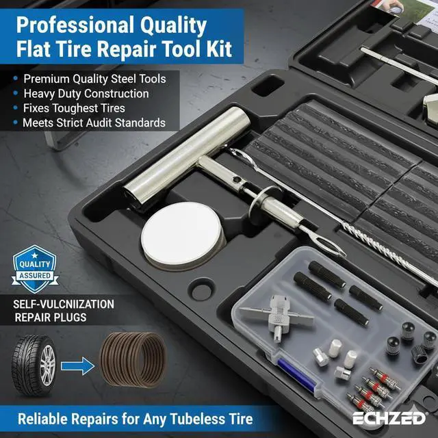 Alt view image 4 of 7 - Tire Repair Kit - 68pcs Heavy Duty Tire Plug Kit, Universal Tire Repair Tools to Fix Punctures and Plug Flats Patch Kit for Car, Motorcycle, Tractor, SUV, Truck, Tire Puncture Repair Kit
