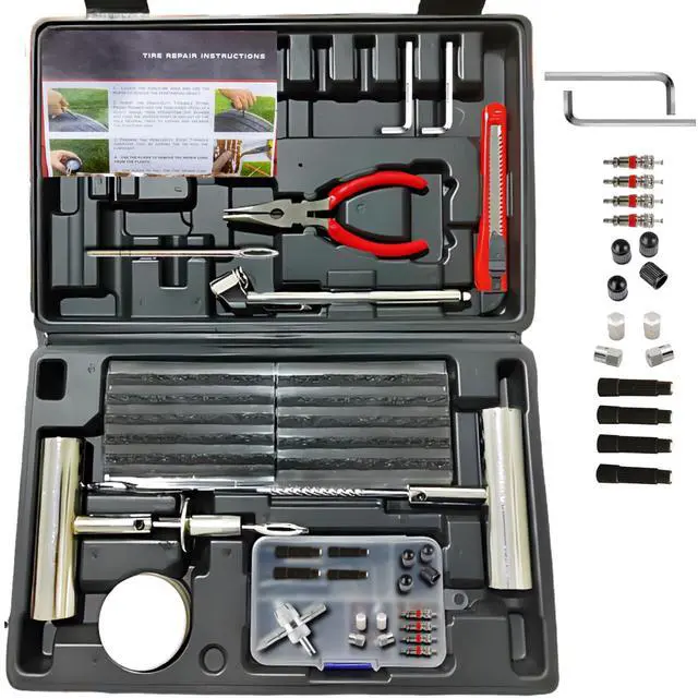 Main image of Tire Repair Kit - 68pcs Heavy Duty Tire Plug Kit, Universal Tire Repair Tools to Fix Punctures and Plug Flats Patch Kit for Car, Motorcycle, Tractor, SUV, Truck, Tire Puncture Repair Kit