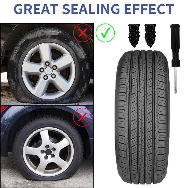 Alt view image 3 of 7 - Tire Repair Nails 70PCS, Rubber Screw in Tyre Repair Screws Plugs Flat Tire Fix Rubber Nail Kits Heavy Duty Vacuum Tyre Tool with Screwdriver Box for Car Motorcycle Truck Jeep Puncture (35S+35L)